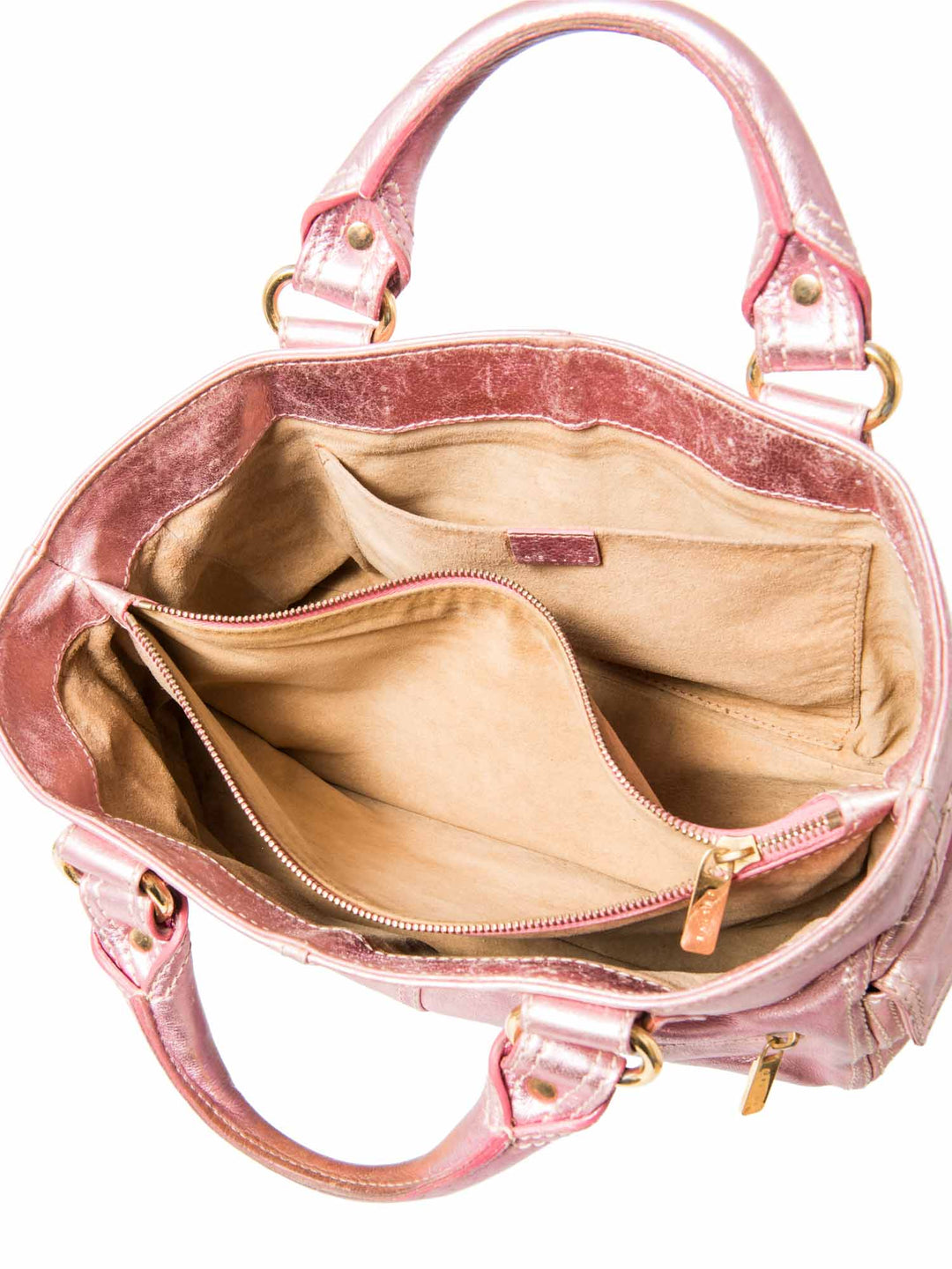 Celine Logo Shimmer Leather  Boogie Bag Pink Gold