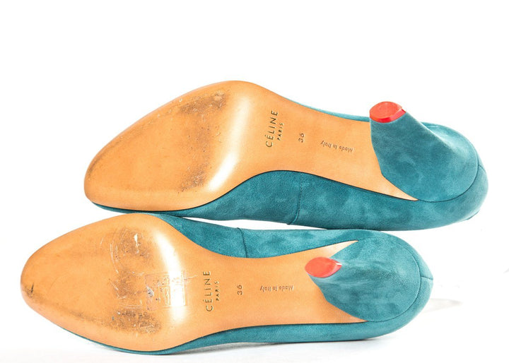 Céline Teal Suede Pumps 36 Sale
