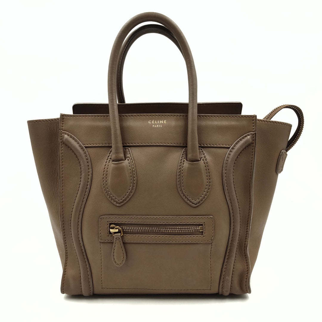 Celine Celine Luggage Micro handbag in dove-grey leather