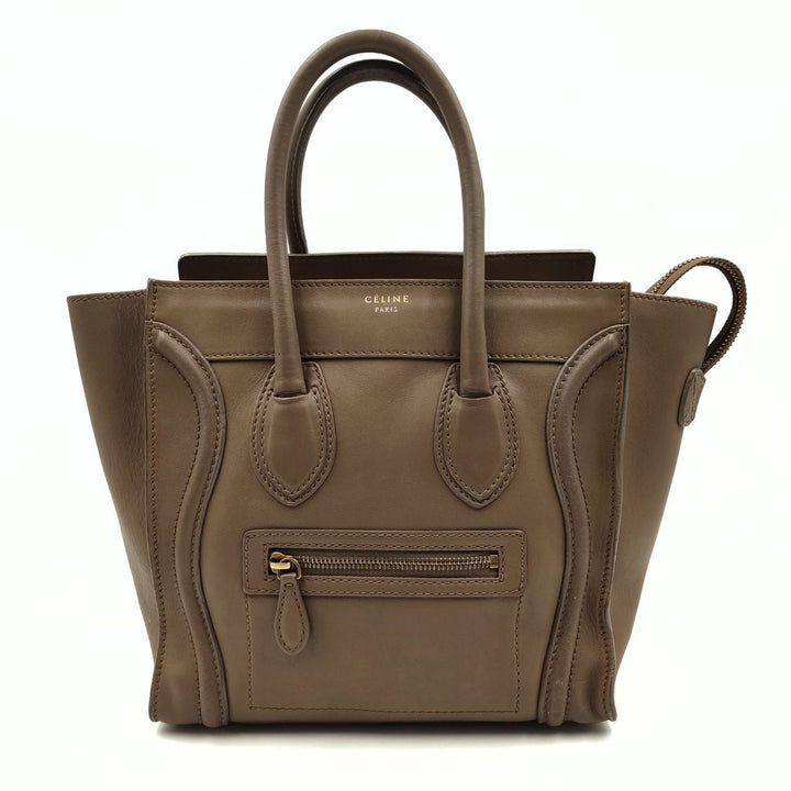 Celine Celine Luggage Micro handbag in dove-grey leather
