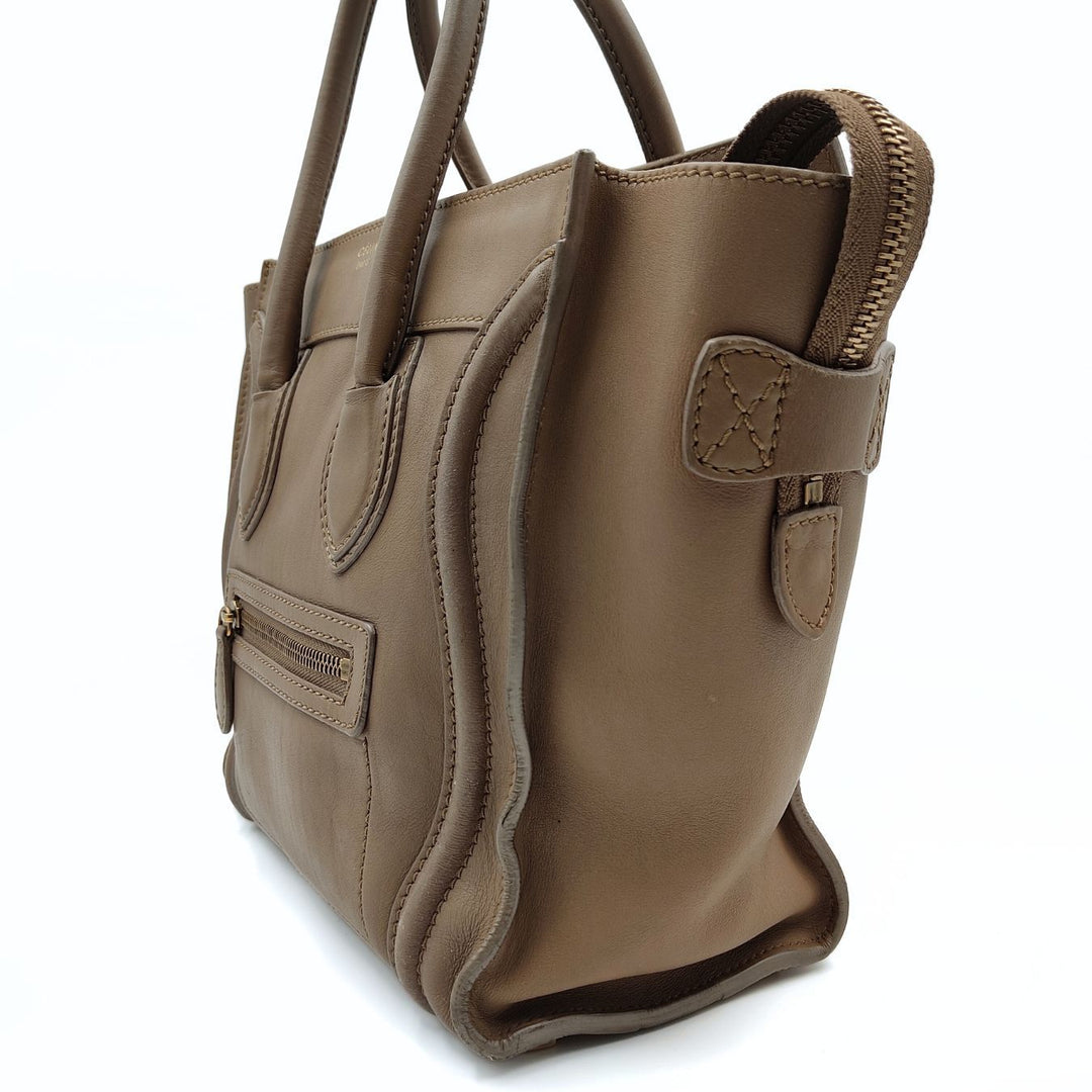 Celine Celine Luggage Micro handbag in dove-grey leather
