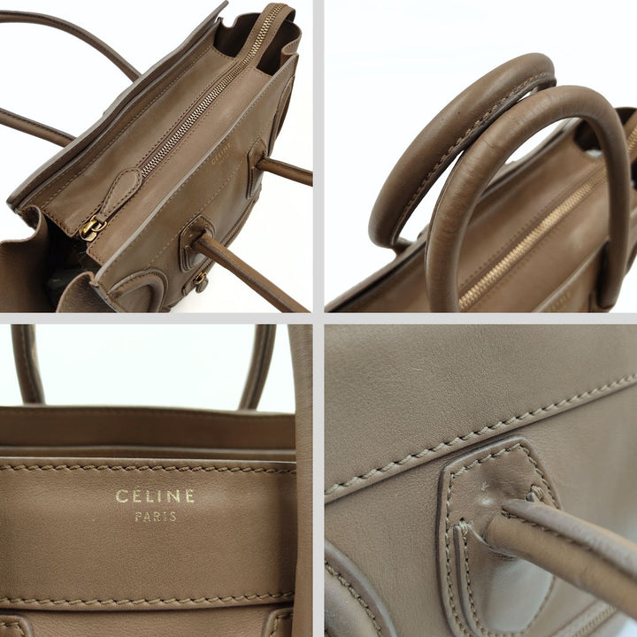 Celine Celine Luggage Micro handbag in dove-grey leather