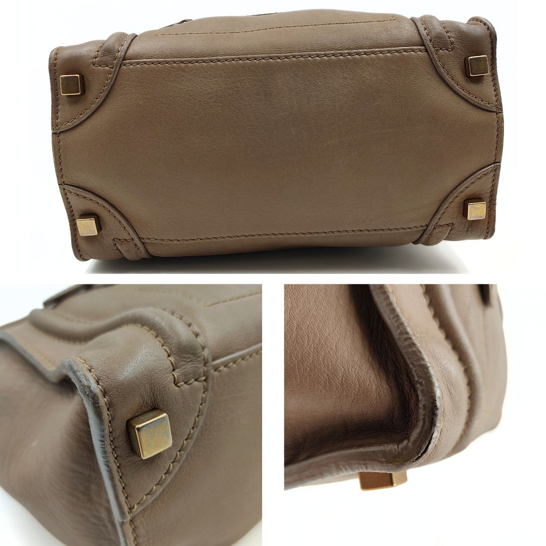 Celine Celine Luggage Micro handbag in dove-grey leather
