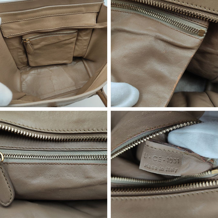 Celine Celine Luggage Micro handbag in dove-grey leather