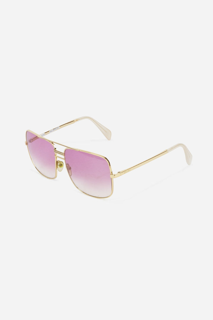 Pink Gradient Lens Wire Frame Sunglasses