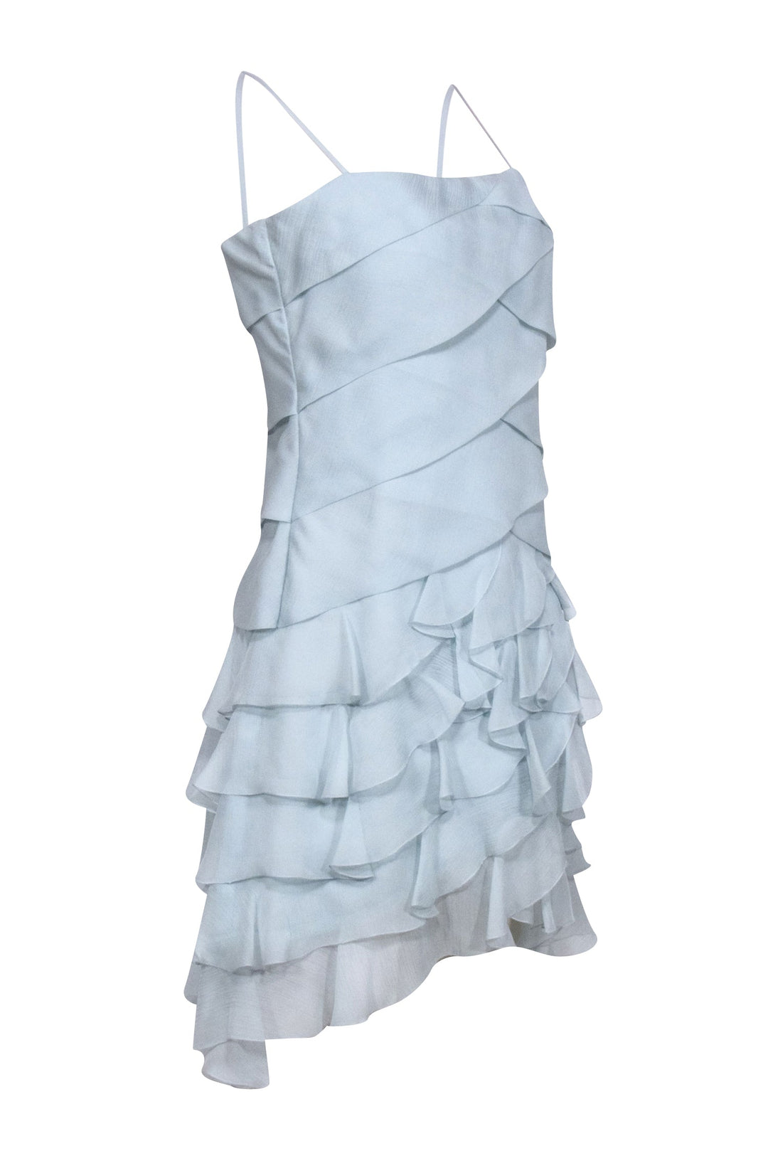 Top Quality Chanel - Baby Blue Tiered Ruffle Silk Mini Dress Sz 6