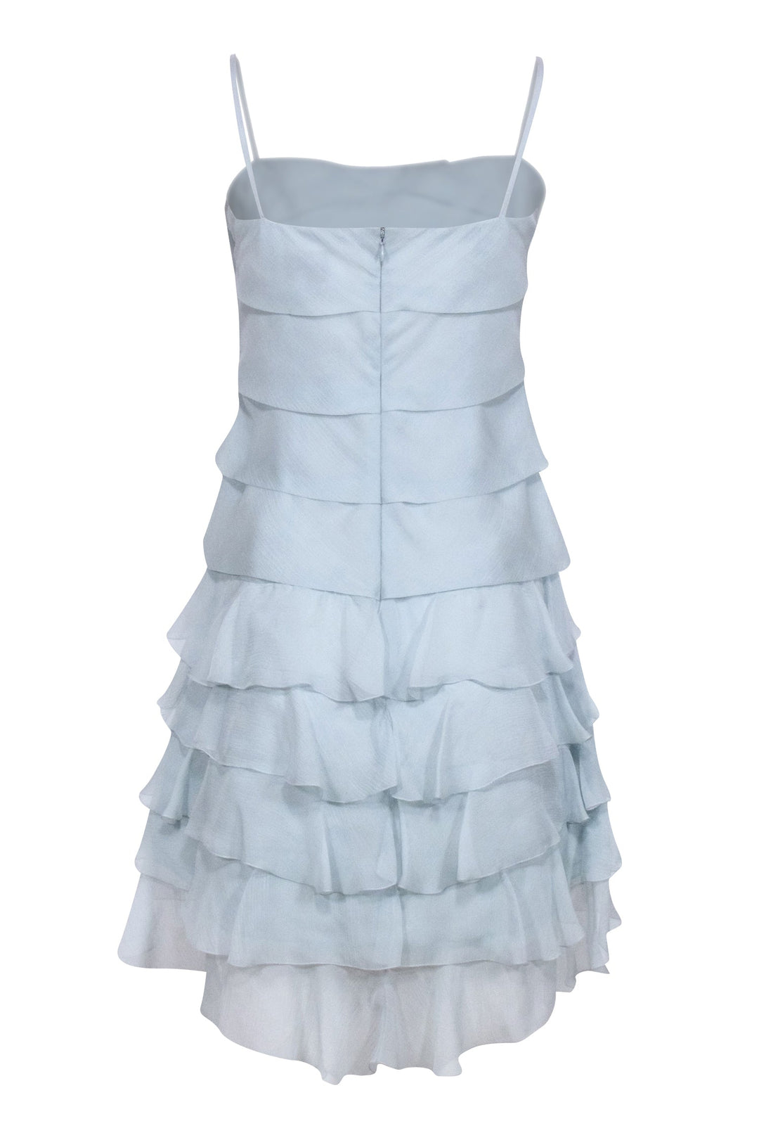 Top Quality Chanel - Baby Blue Tiered Ruffle Silk Mini Dress Sz 6