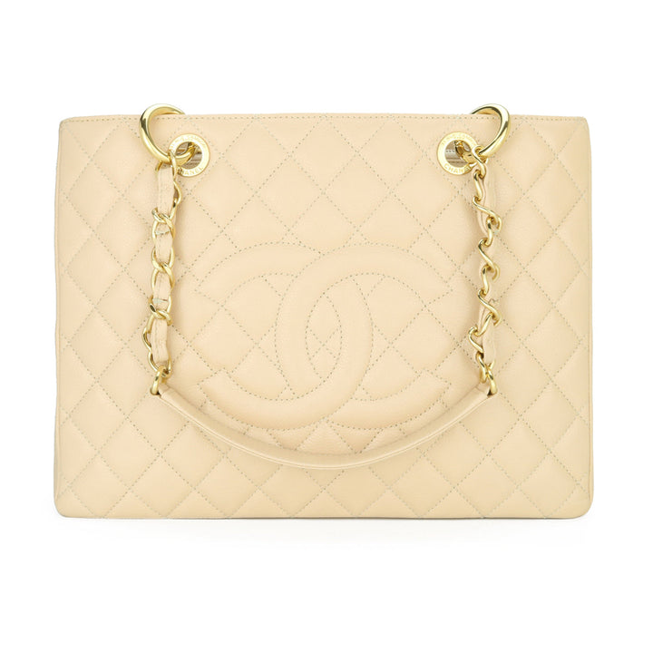 Top Quality Chanel Grand Shopping Tote [GST] Beige Caviar Gold Hardware 2013