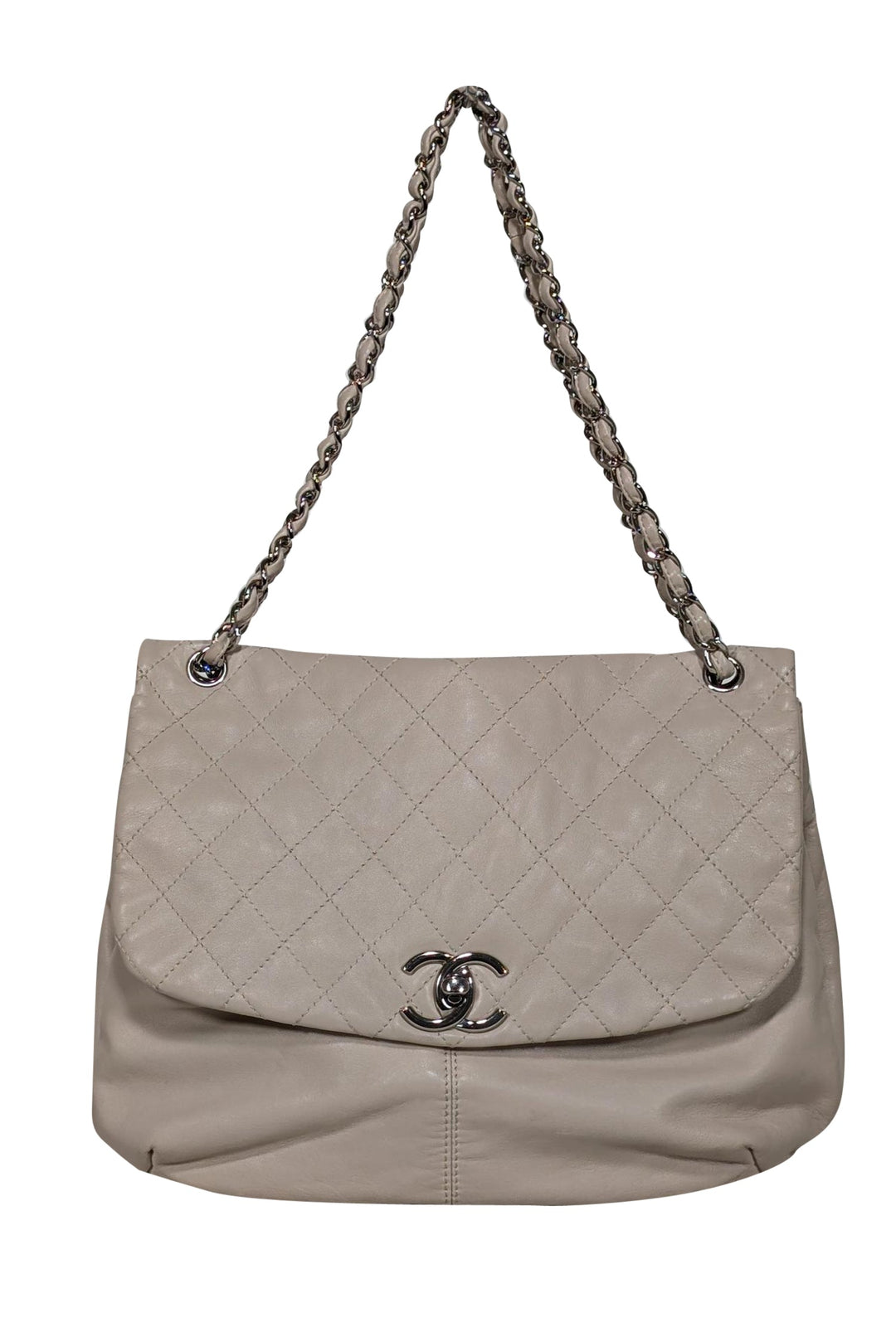 Top Quality Chanel - Beige Quilted Medium Trainon Flap Shoulder Bag