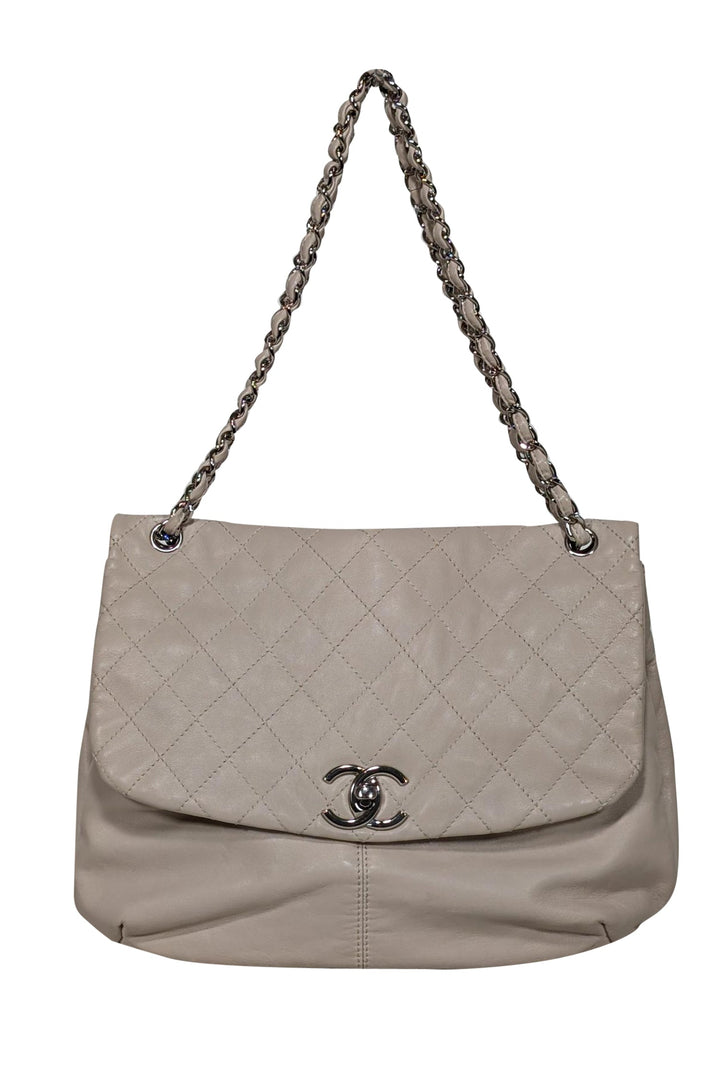Top Quality Chanel - Beige Quilted Medium Trainon Flap Shoulder Bag