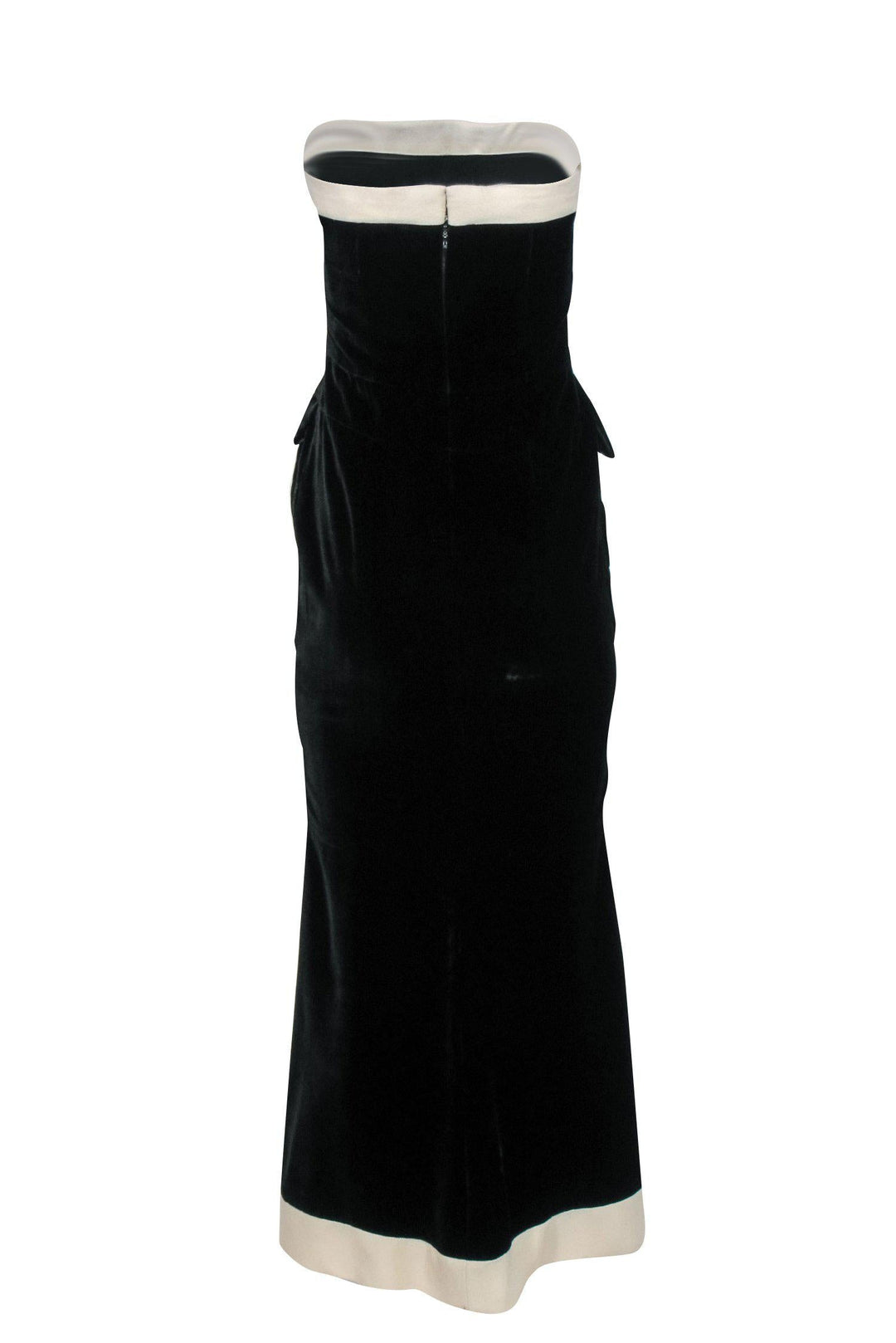 Top Quality Chanel - Black & Cream Strapless Pocket Gown Sz 6