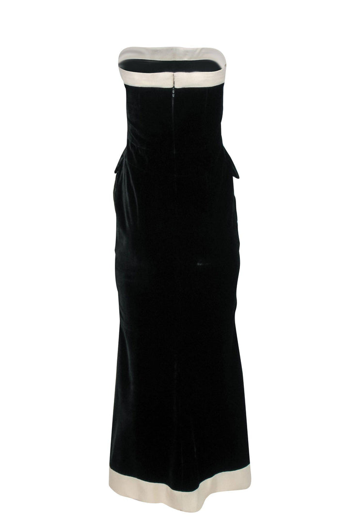 Top Quality Chanel - Black & Cream Strapless Pocket Gown Sz 6