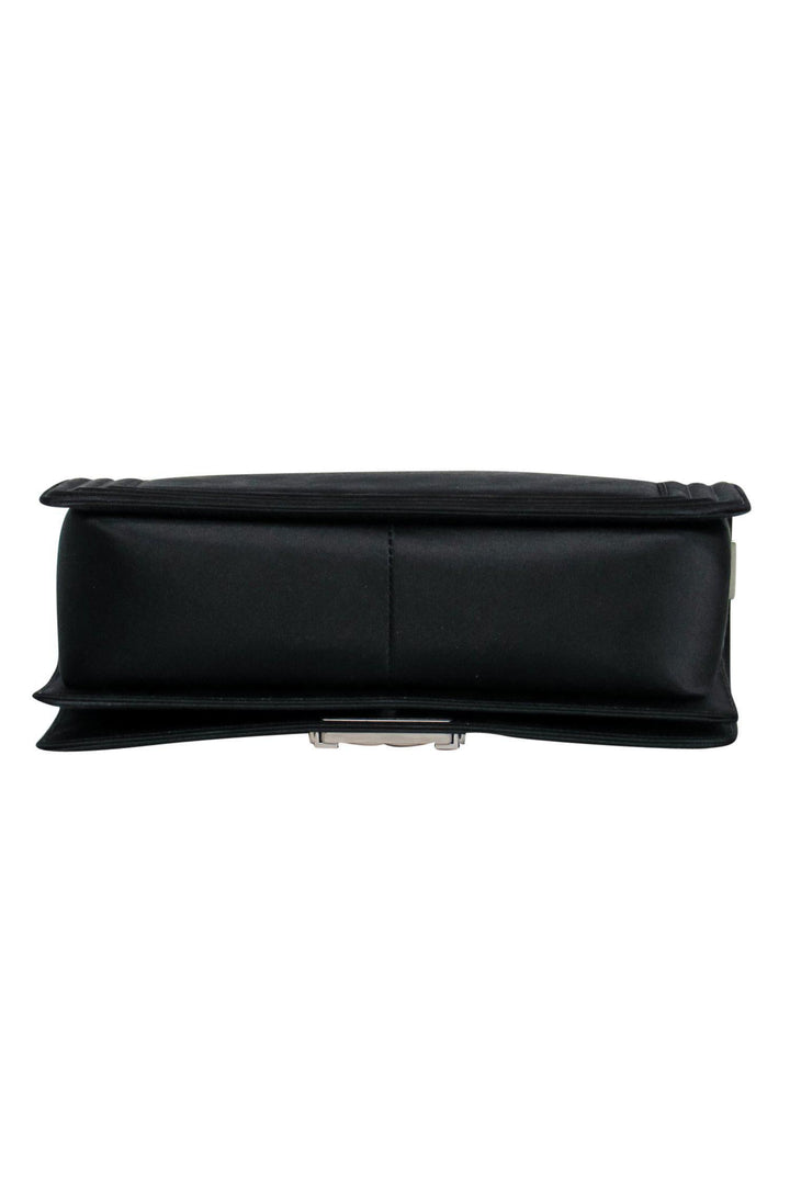 Top Quality Chanel - Black Fold Over Chain Boy Bag w/ Pearl Embellishments