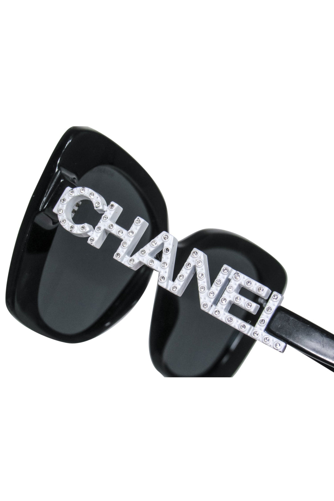 Top Quality Chanel - Black Frames w/ Bejeweled Top Quality Chanel Leg Sunglasses
