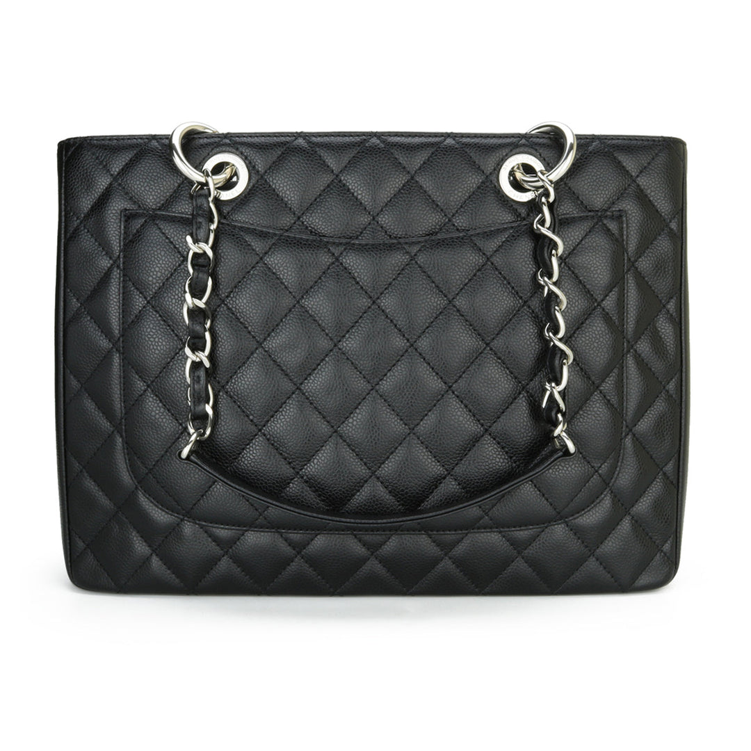 Top Quality Chanel Grand Shopping Tote [GST] Black Caviar Silver Hardware 2013