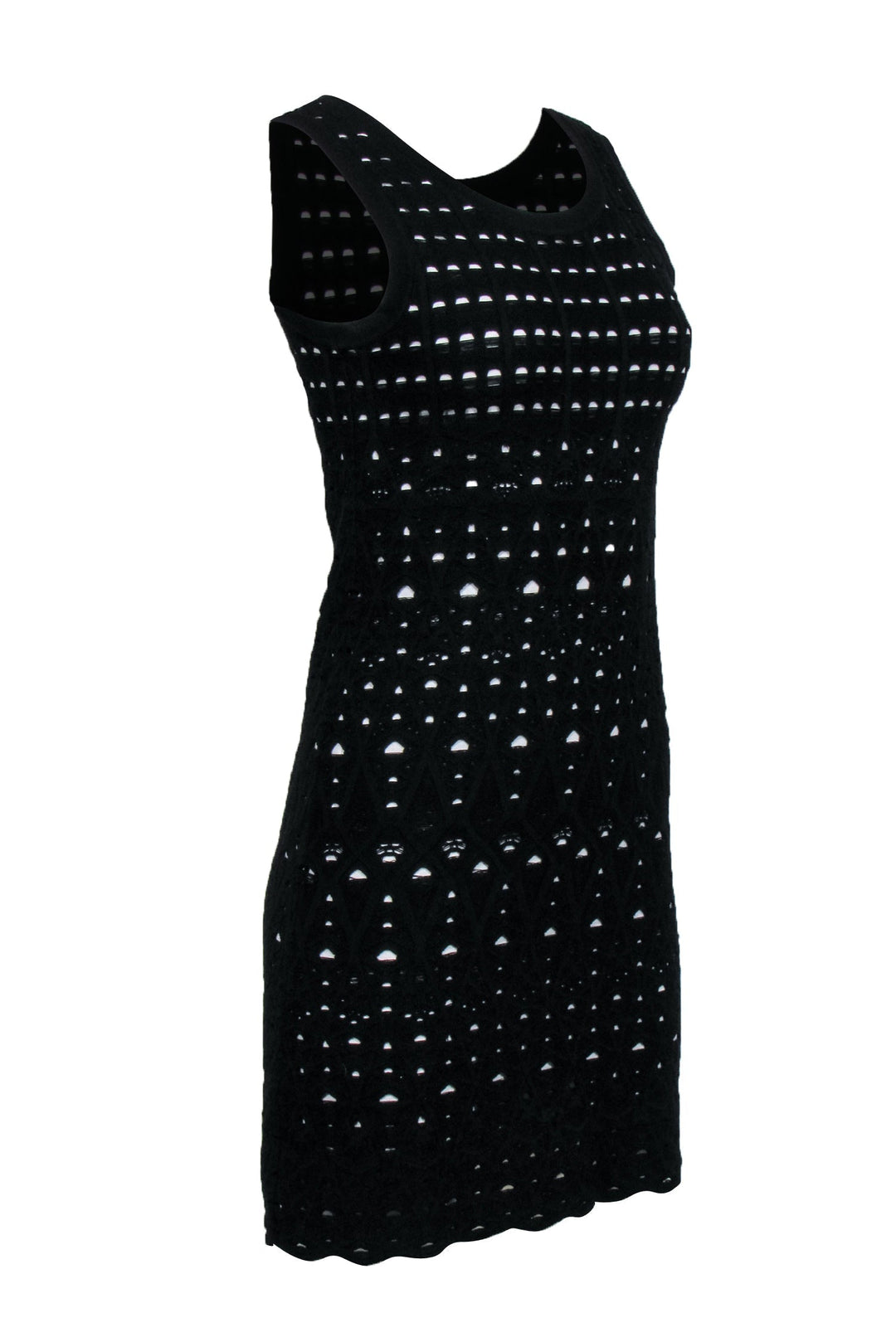 Top Quality Chanel - Black Knit Overlay Sleeveless Mini A-Line Dress Sz 4