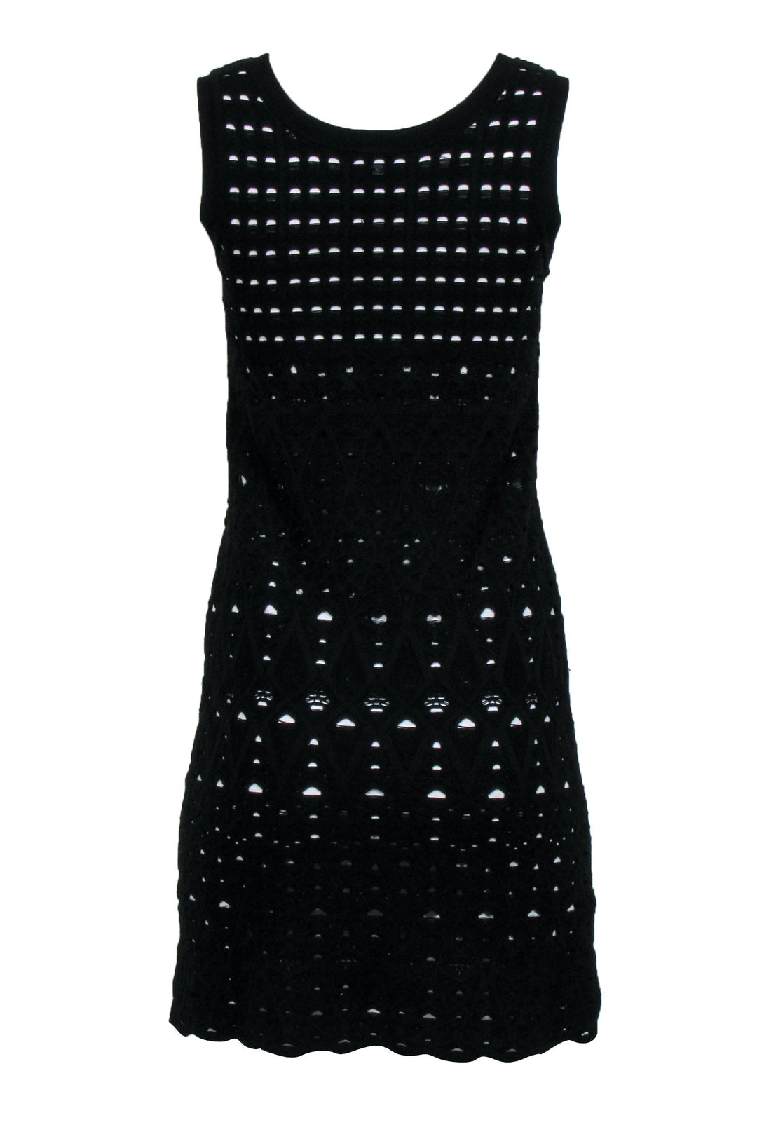 Top Quality Chanel - Black Knit Overlay Sleeveless Mini A-Line Dress Sz 4