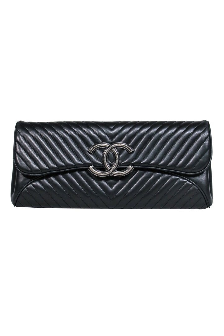 Top Quality Chanel - Black Leather Chevron Clutch