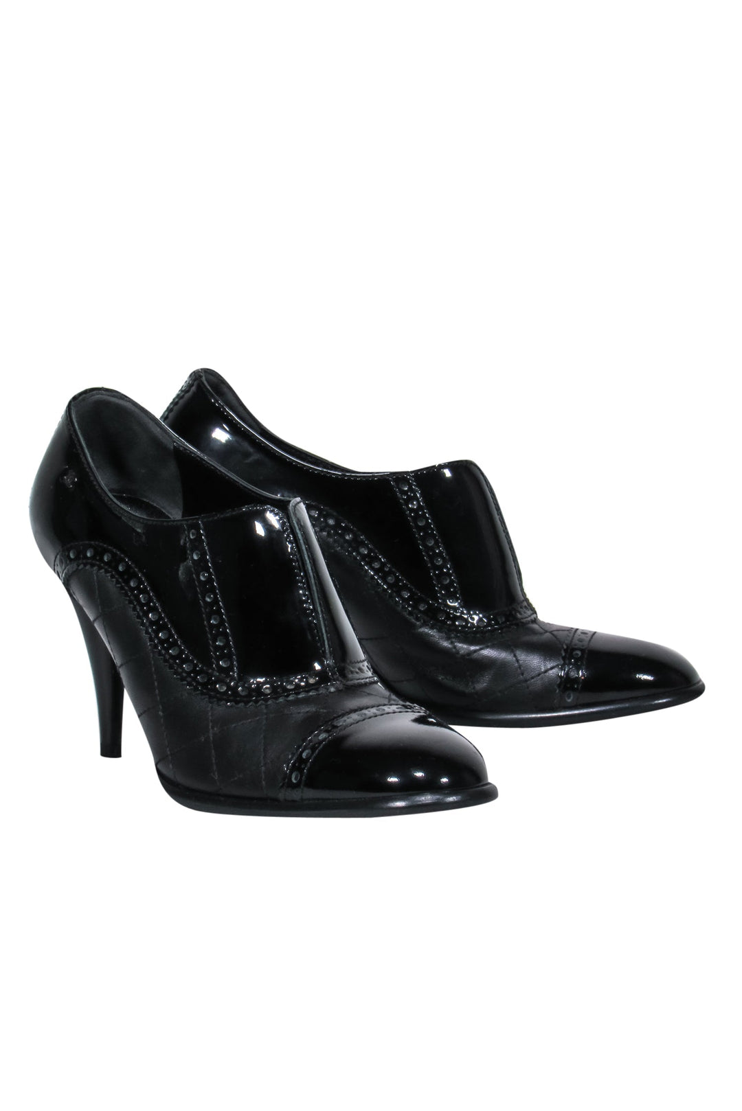 Top Quality Chanel - Black Leather Loafer Pumps w/ Quilted Detail 6.5