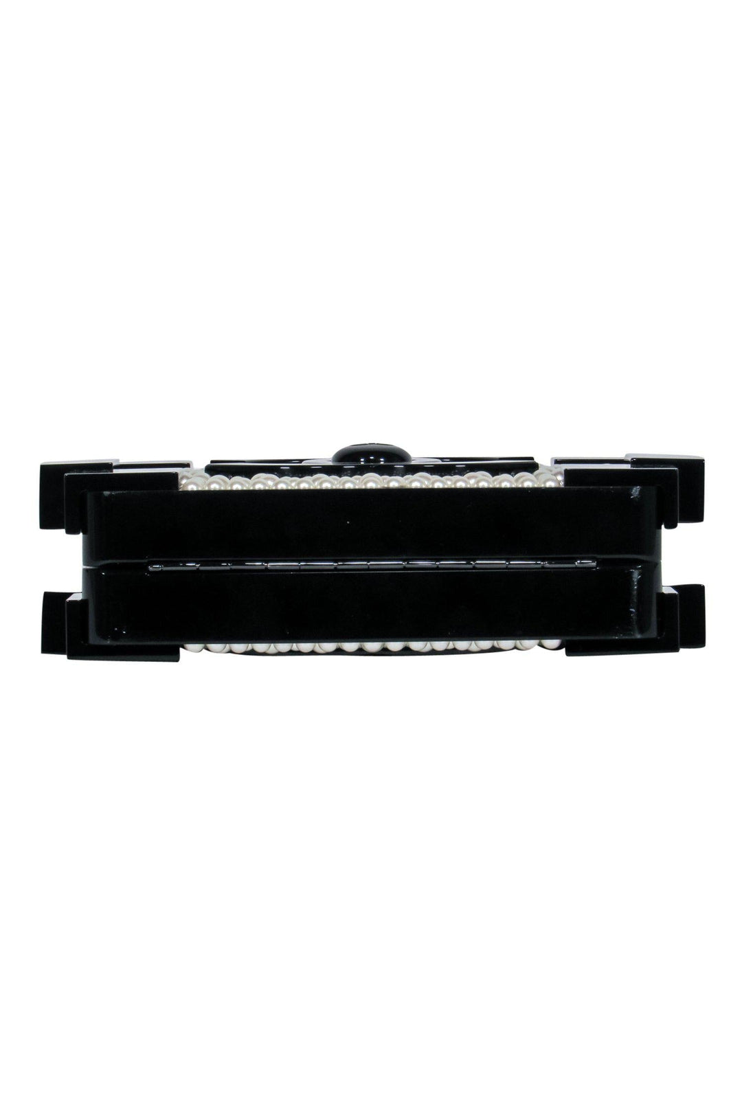 Top Quality Chanel - Black Lucite Structured Lego "Minaudiere" Crossbody w/ Pearl Embellishments