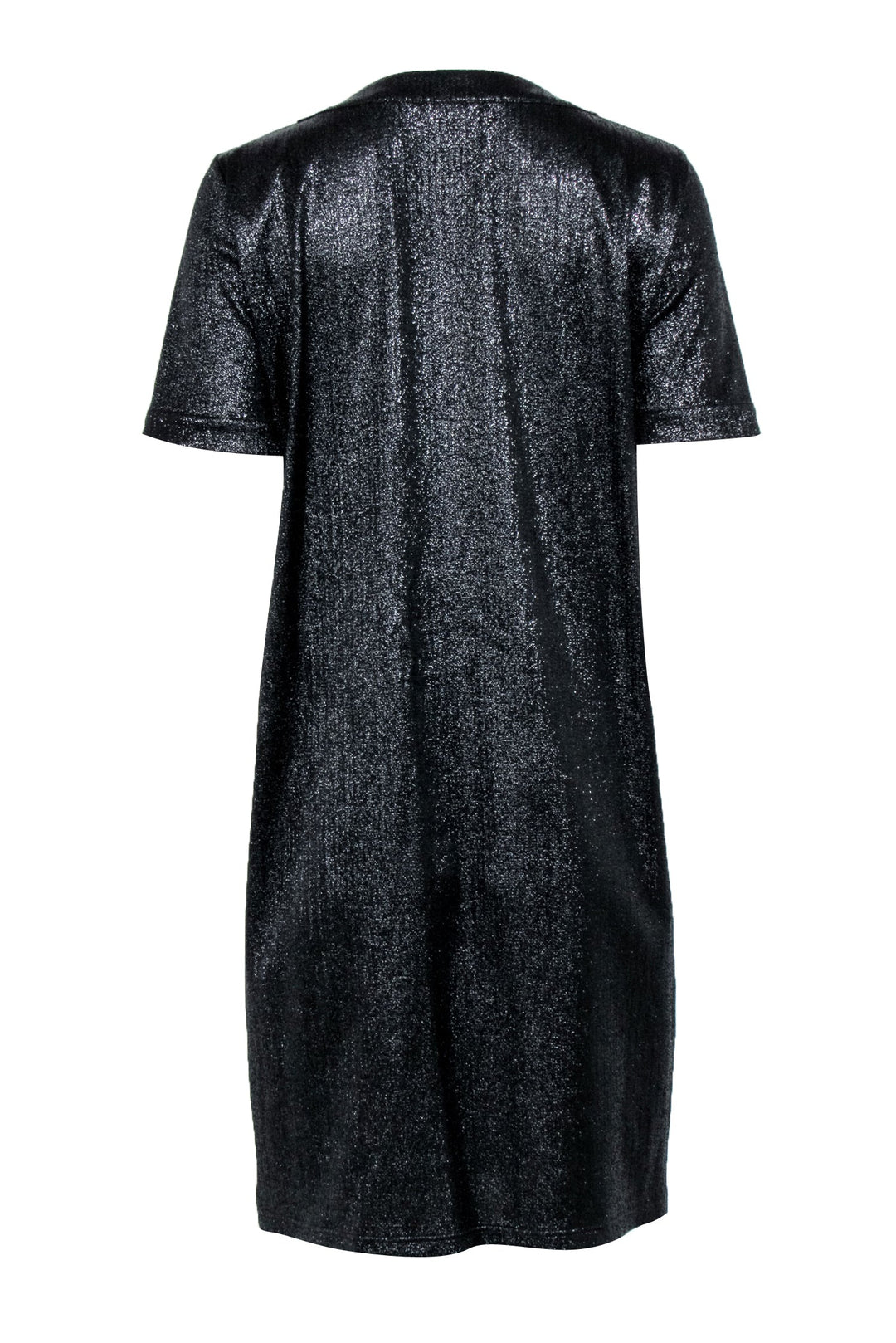 Top Quality Chanel - Black Metallic Button Front Shirt Dress Sz 8