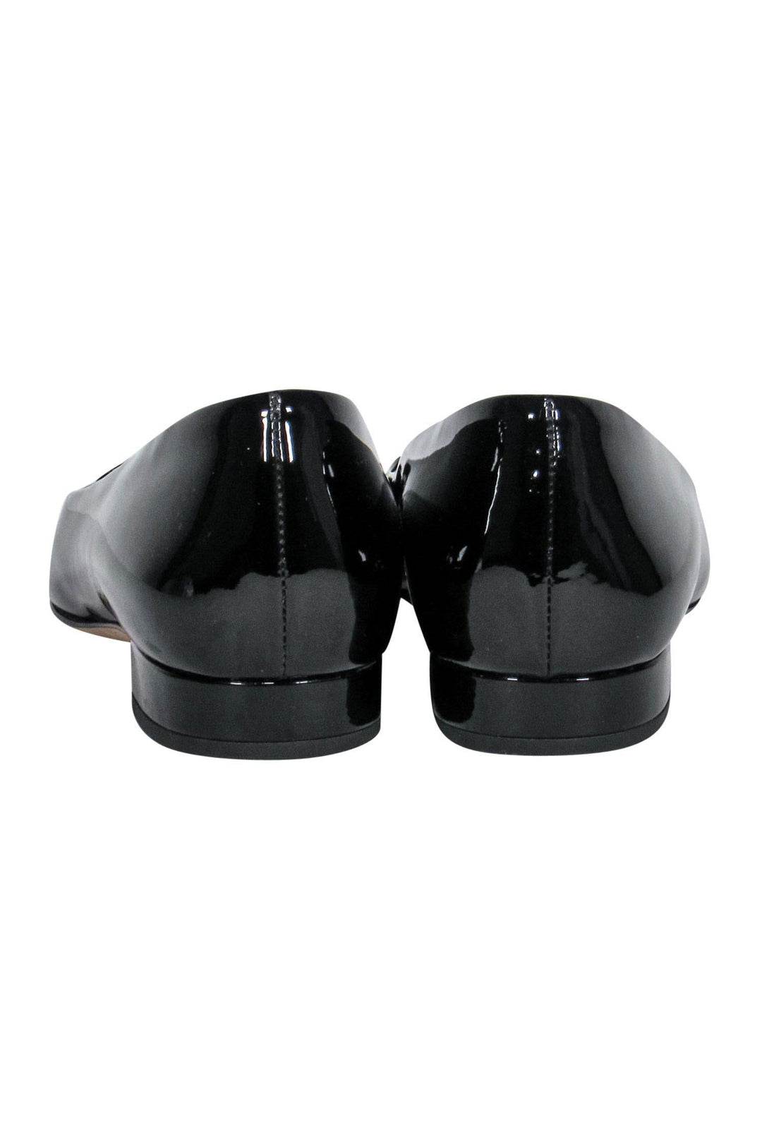 Top Quality Chanel - Black Patent Leather Flats w/ Logo Sz 7
