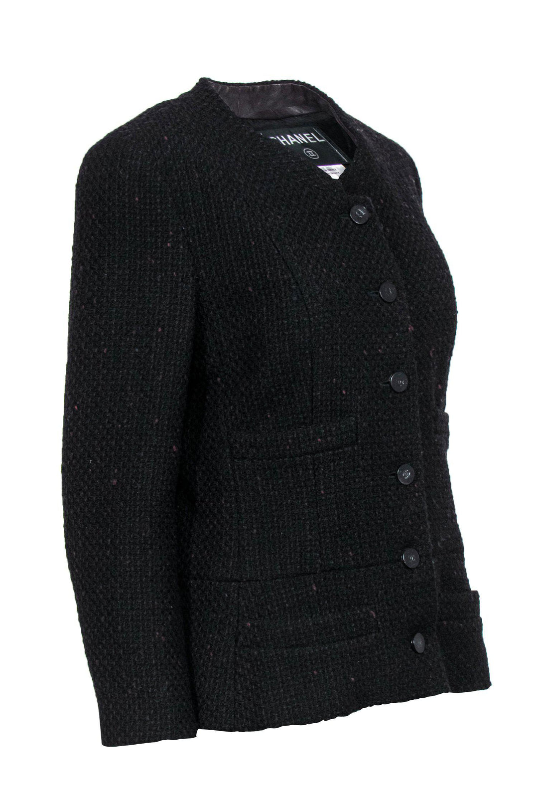 Top Quality Chanel - Black & Red Woven Tweed Button Front Jacket Sz 14