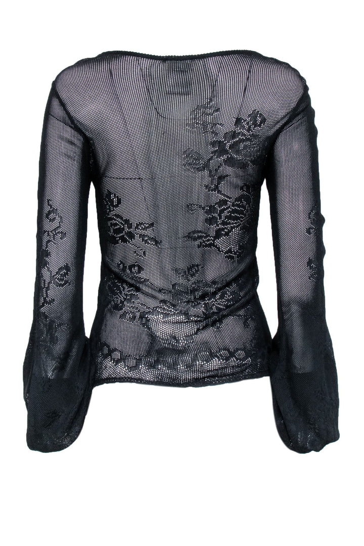 Top Quality Chanel - Black Sheer Knit Top Sz 4