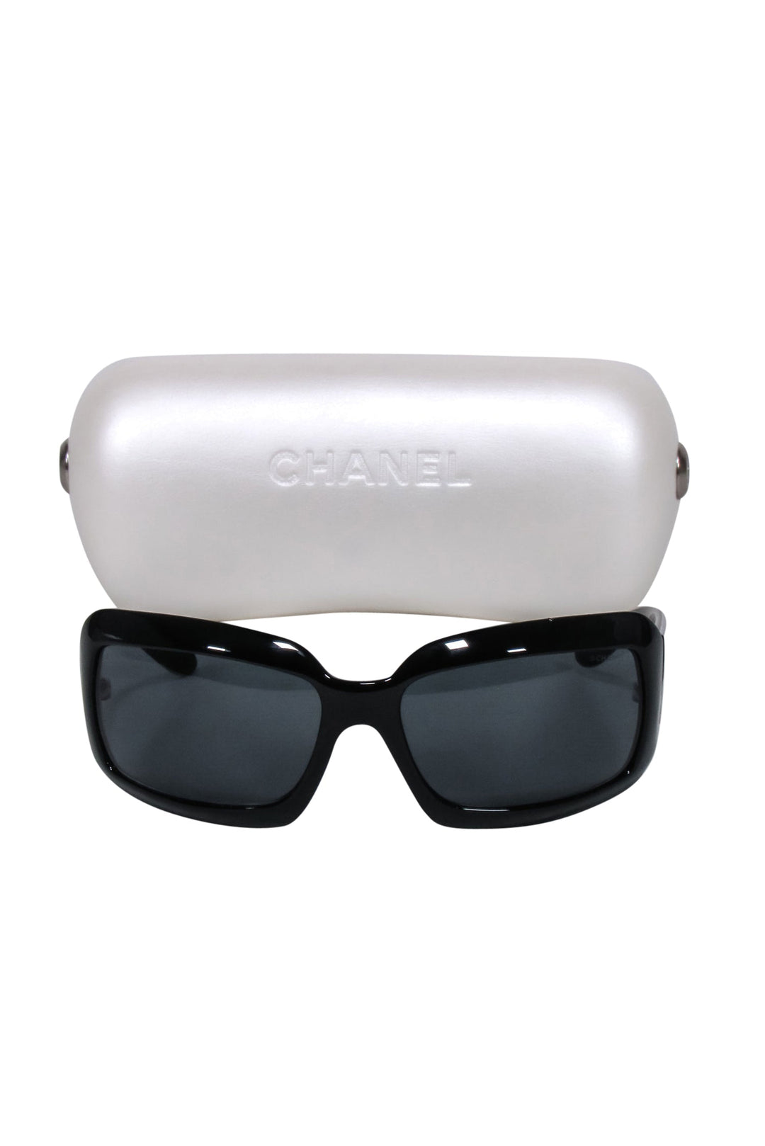 Top Quality Chanel - Black Square w/ White "CC Logo Sunglasses