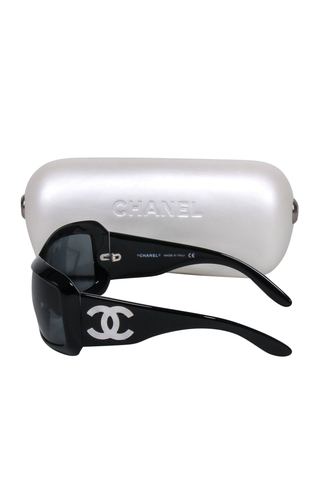 Top Quality Chanel - Black Square w/ White "CC Logo Sunglasses