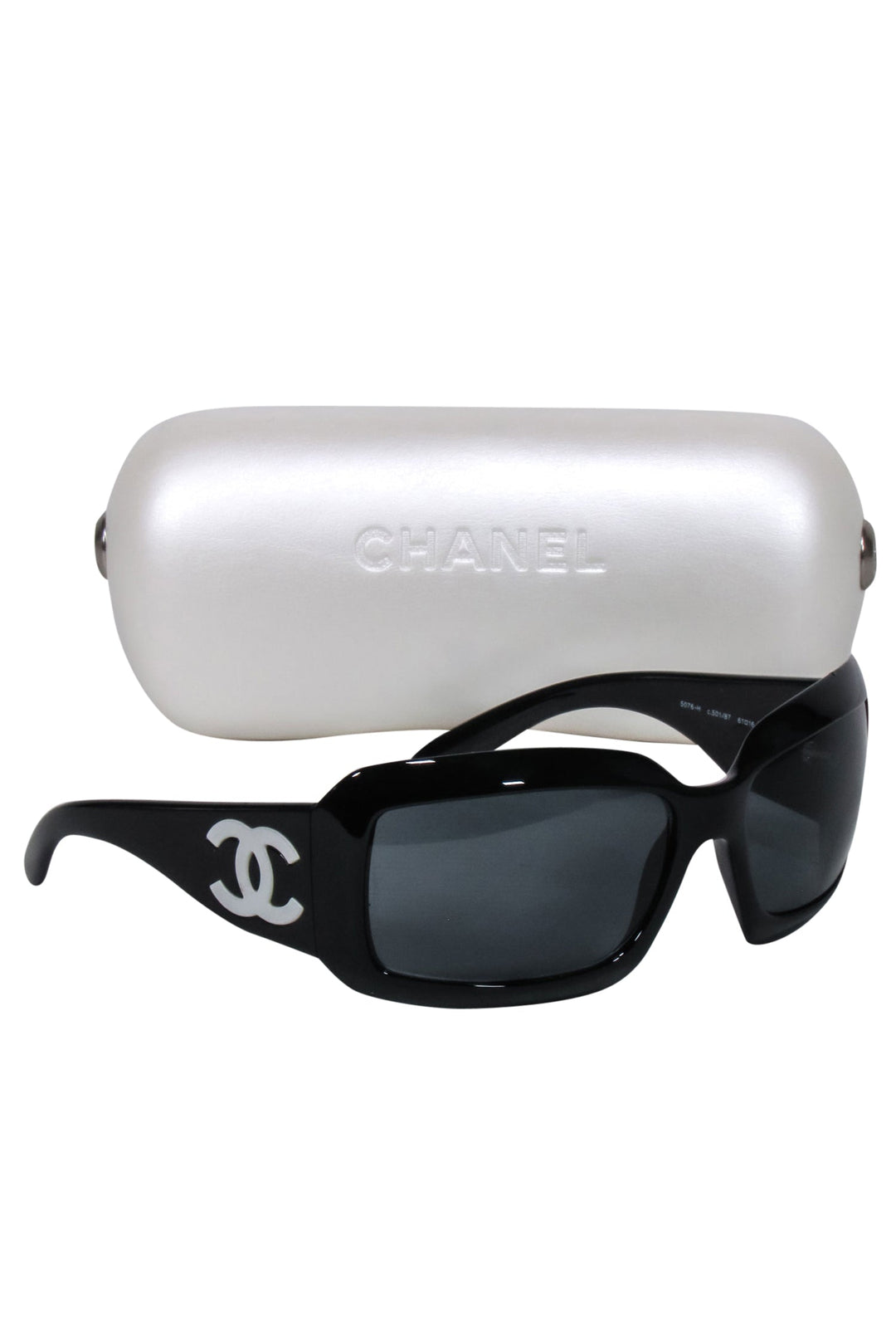 Top Quality Chanel - Black Square w/ White "CC Logo Sunglasses