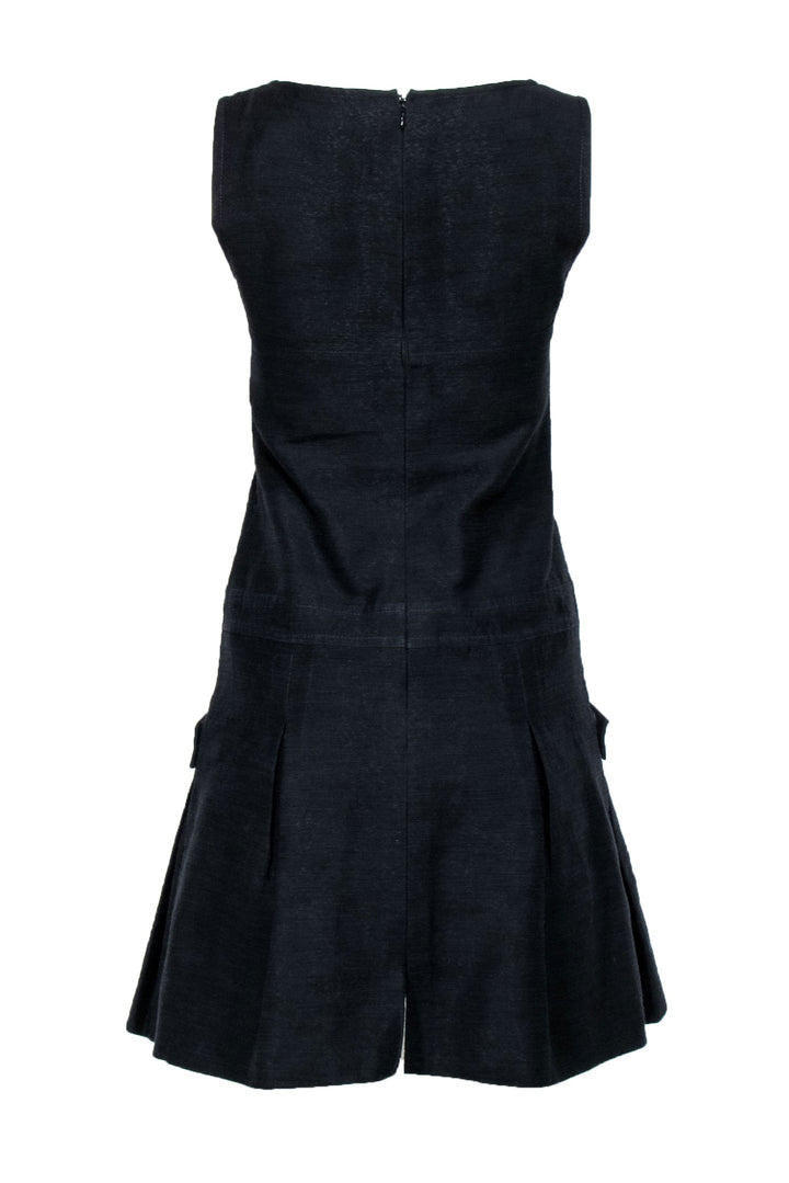 Top Quality Chanel - Black Textured Sleeveless Drop Waist Dress Sz 4