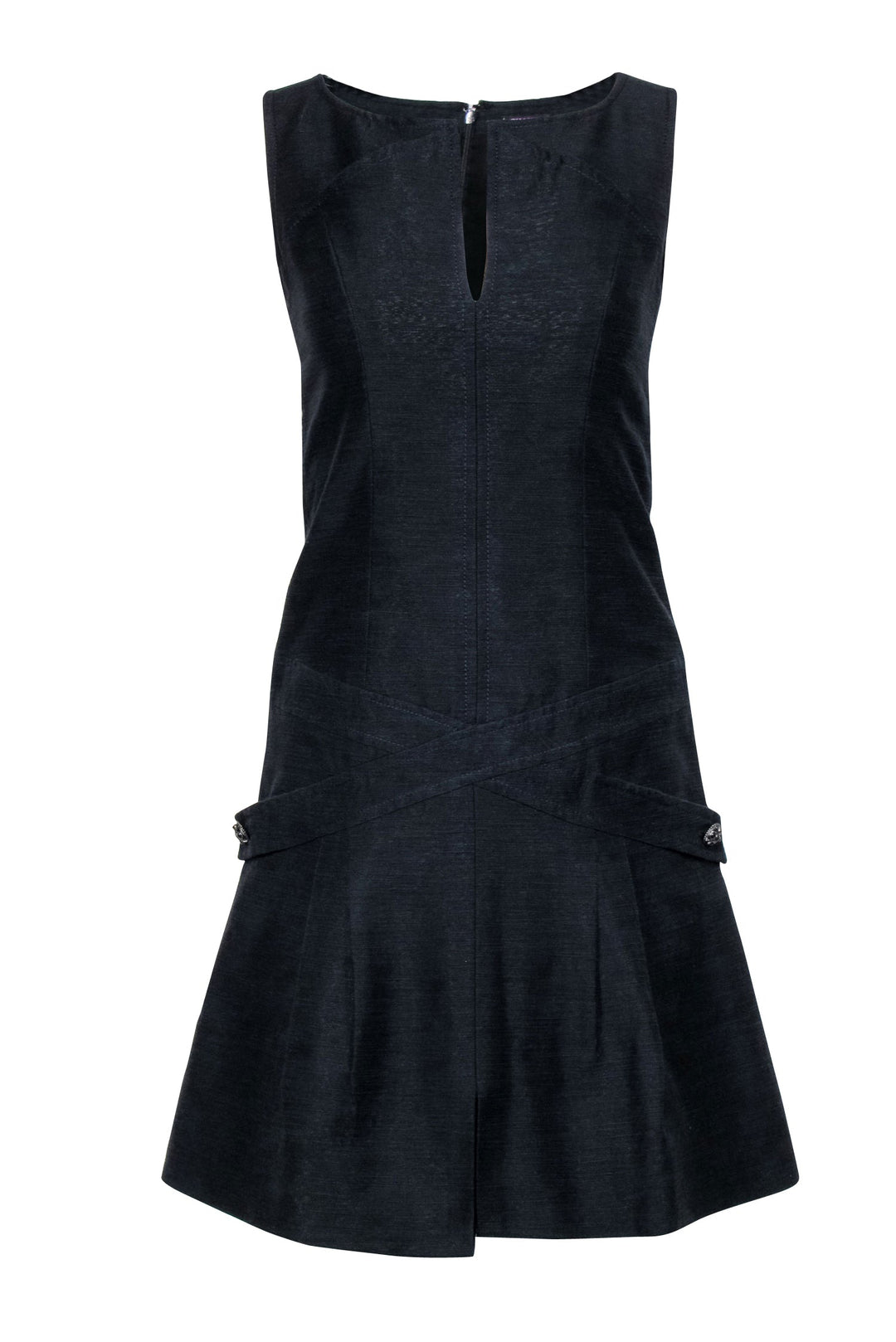 Top Quality Chanel - Black Textured Sleeveless Drop Waist Dress Sz 4