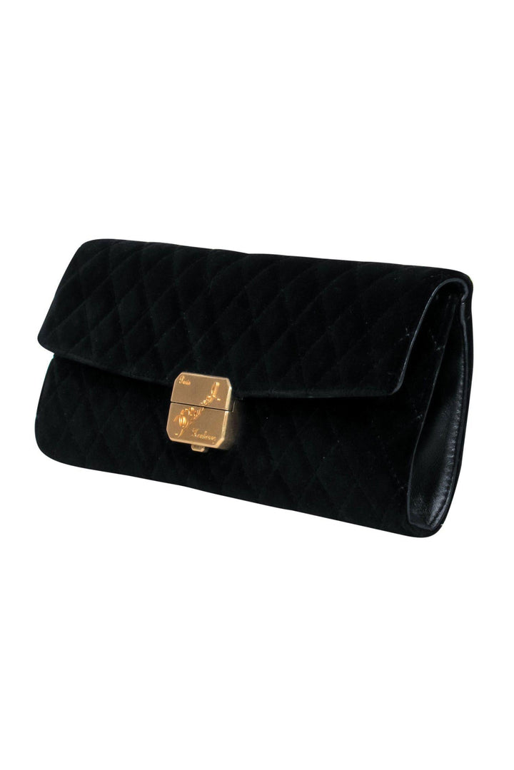 Top Quality Chanel - Black Velvet Quilted Clutch