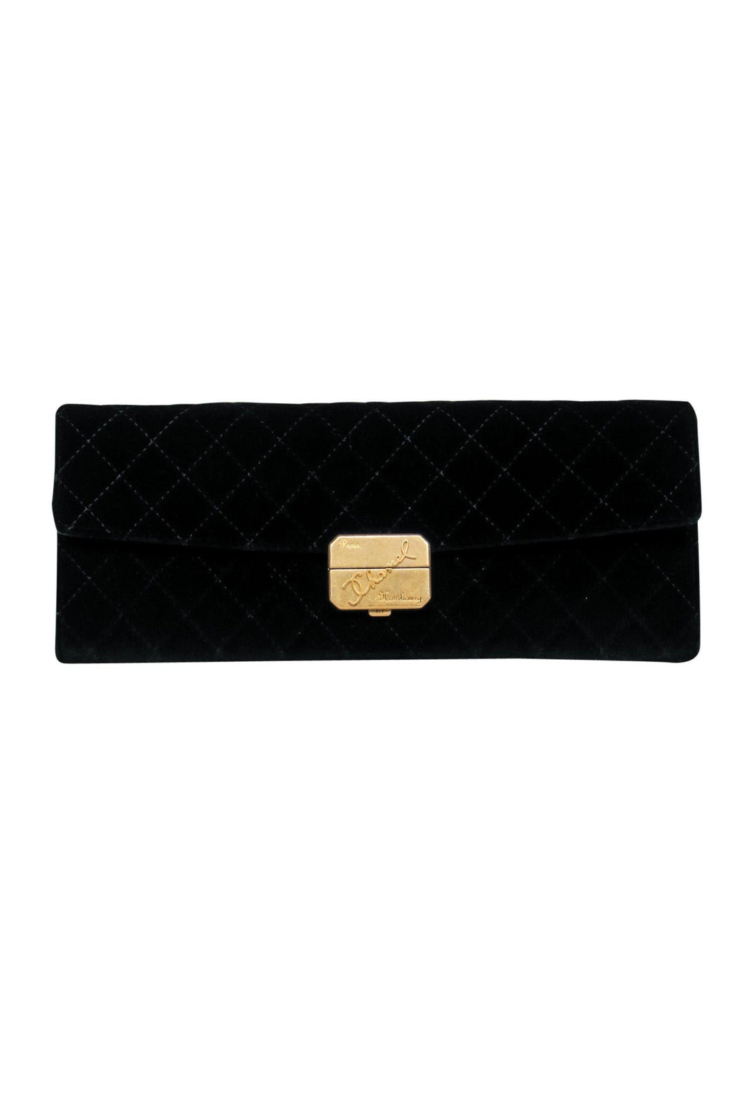 Top Quality Chanel - Black Velvet Quilted Clutch