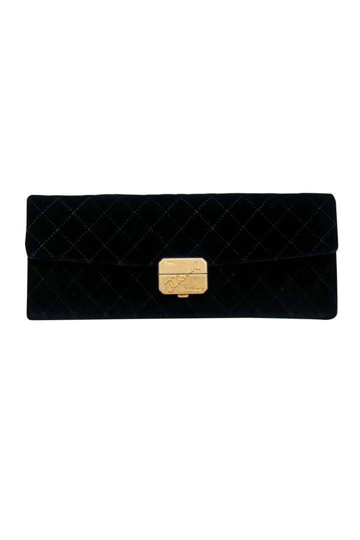 Top Quality Chanel - Black Velvet Quilted Clutch