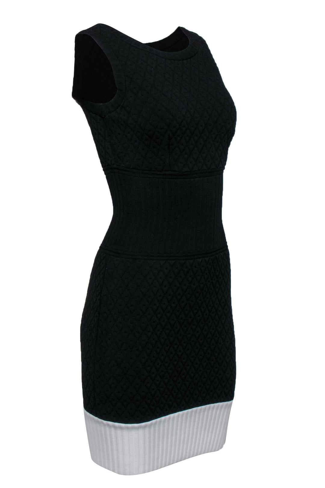 Top Quality Chanel - Black & White Knit Dress w/ Diamond Embossing Sz 6