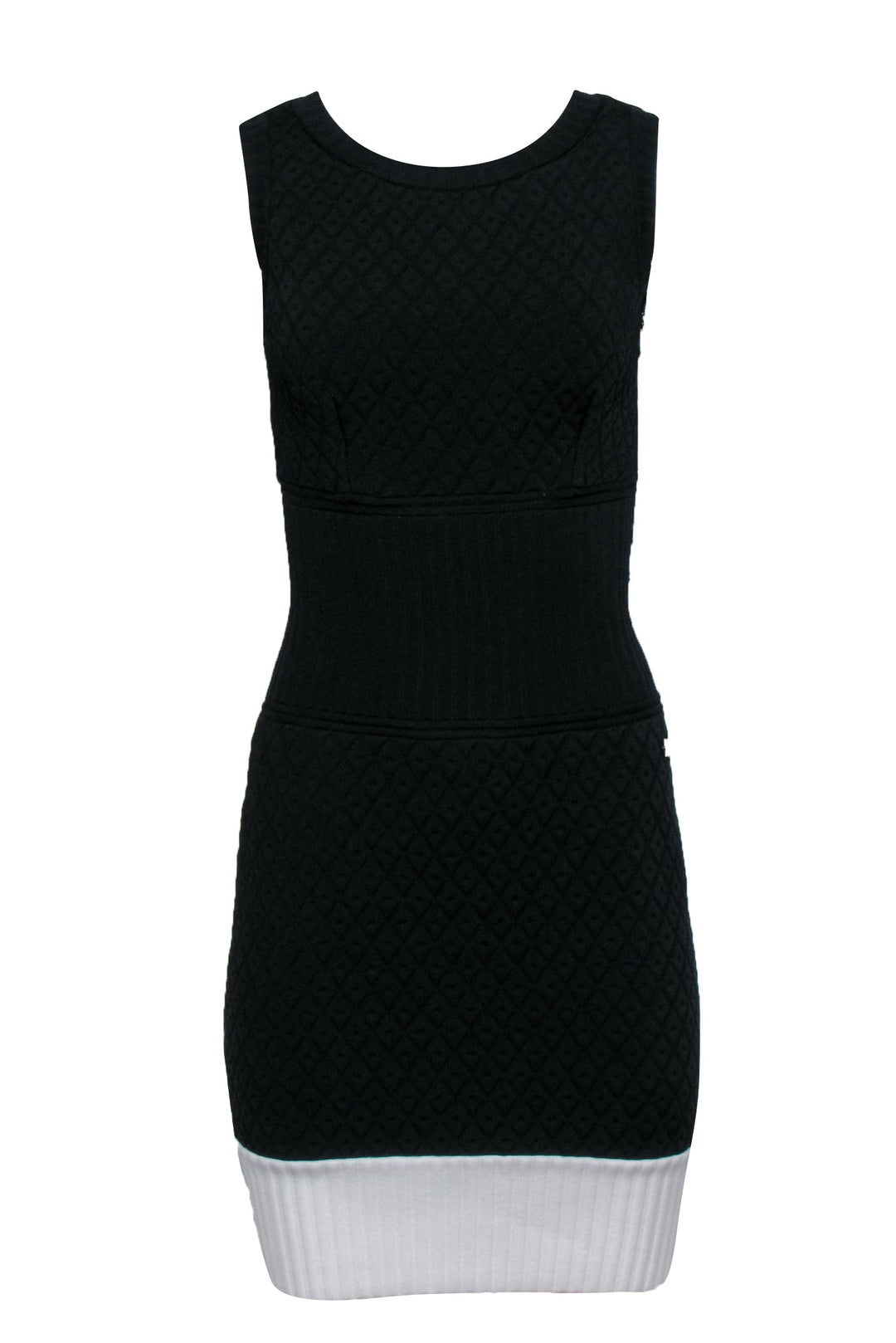 Top Quality Chanel - Black & White Knit Dress w/ Diamond Embossing Sz 6