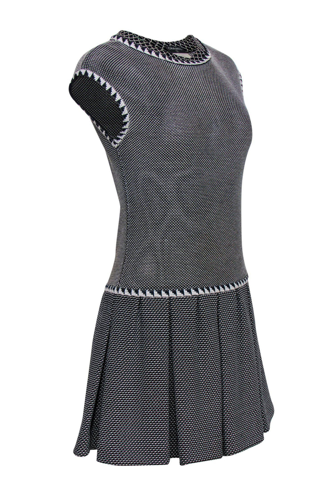 Top Quality Chanel - Black & White Ribbed Knit Drop Waist Dress Sz 4
