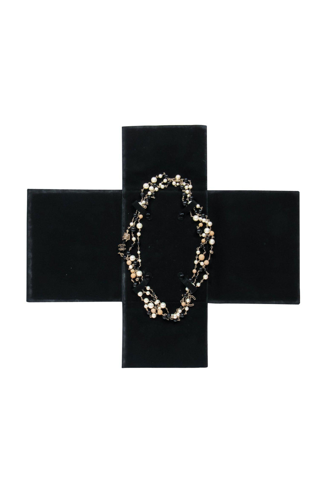 Top Quality Chanel - Black, White & Tan Faux Pearl Layered 100th Anniversary Necklace