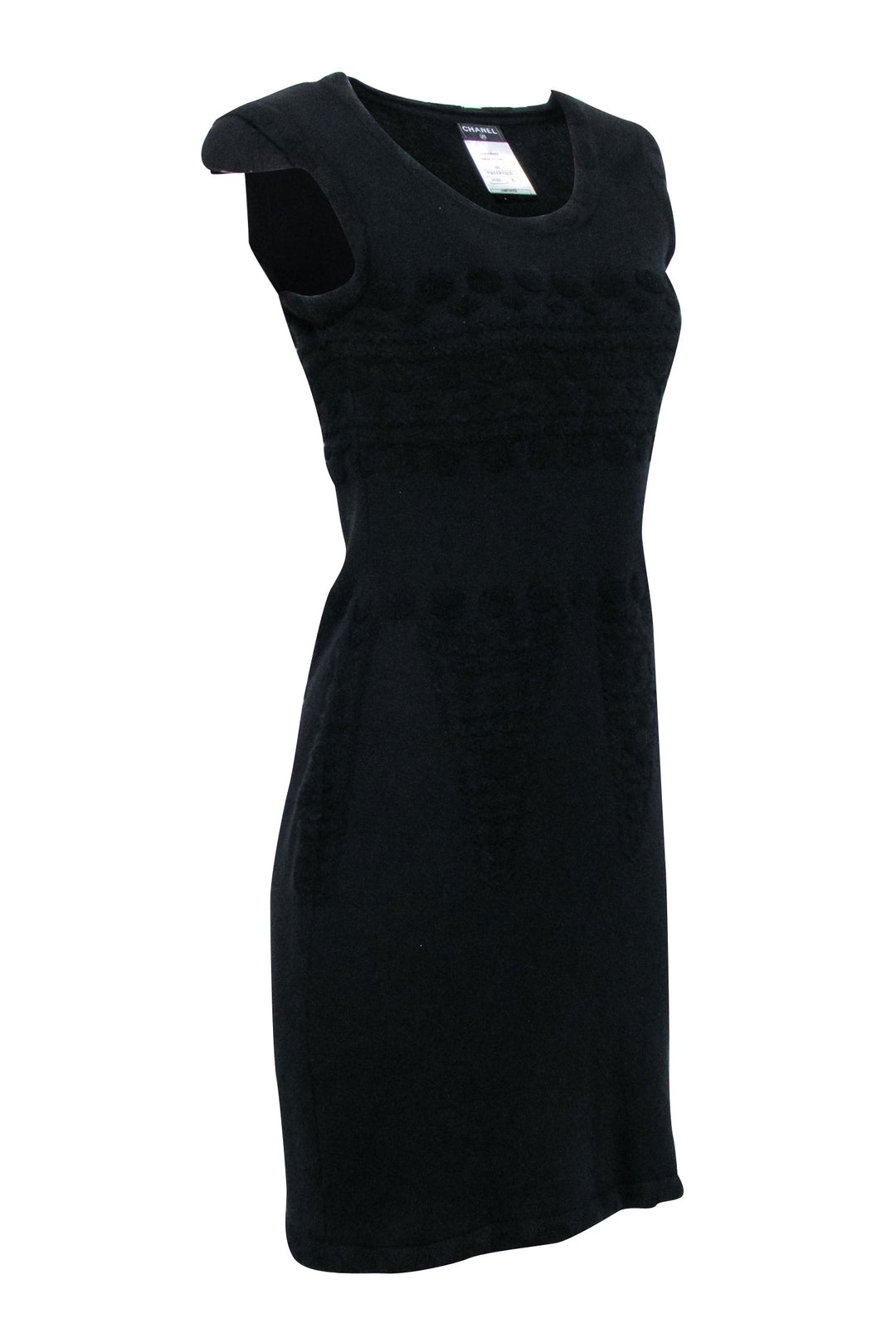 Top Quality Chanel - Black Wool Blend Cap Sleeve Dress Sz 4