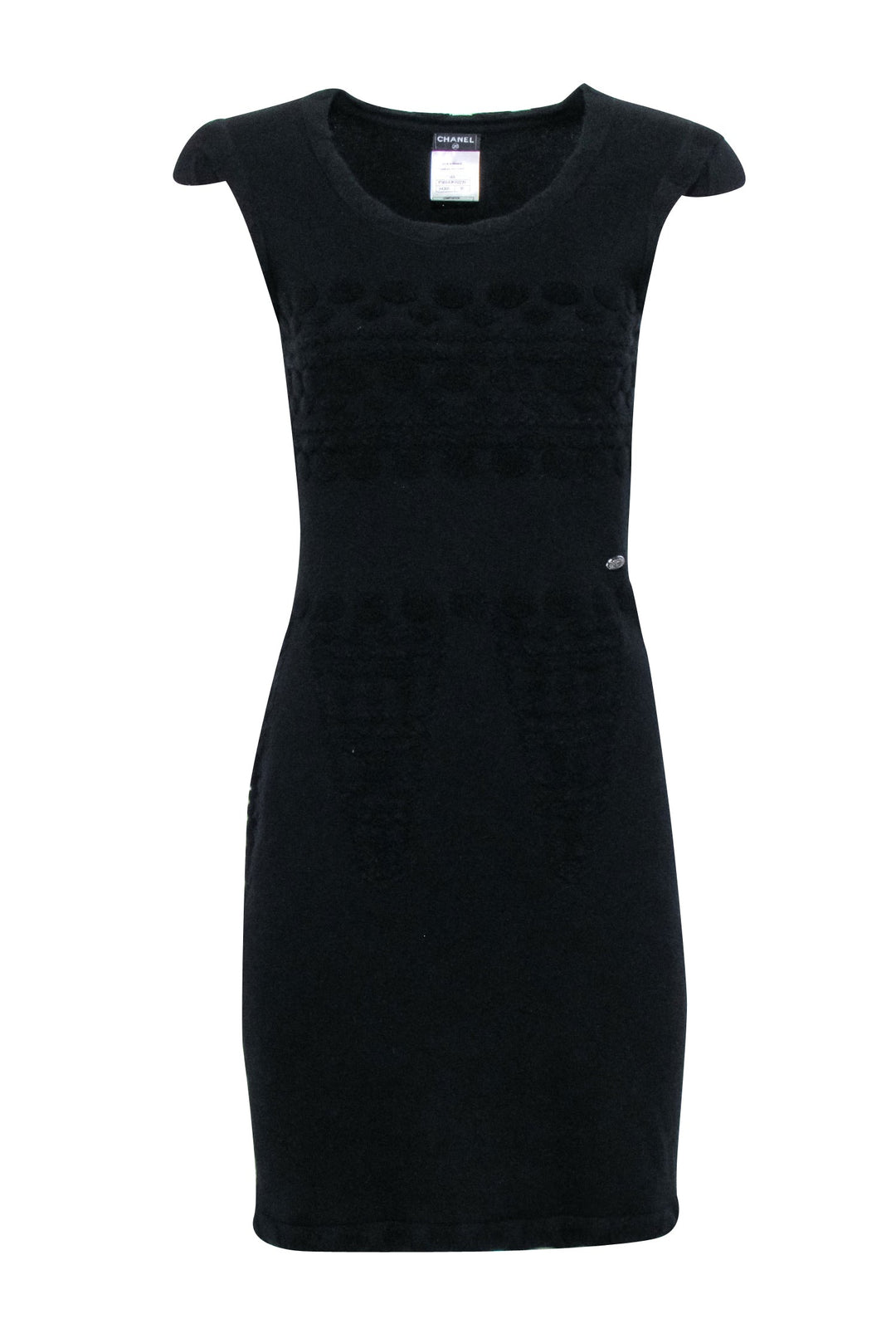 Top Quality Chanel - Black Wool Blend Cap Sleeve Dress Sz 4