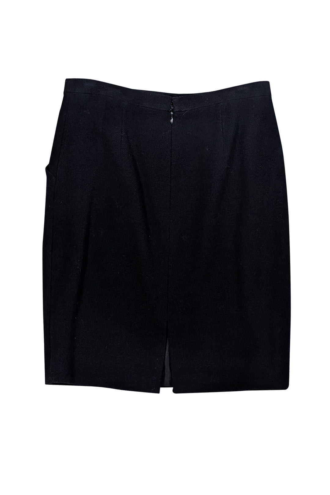 Top Quality Chanel - Black Wool Blend Pencil Skirt Sz 10