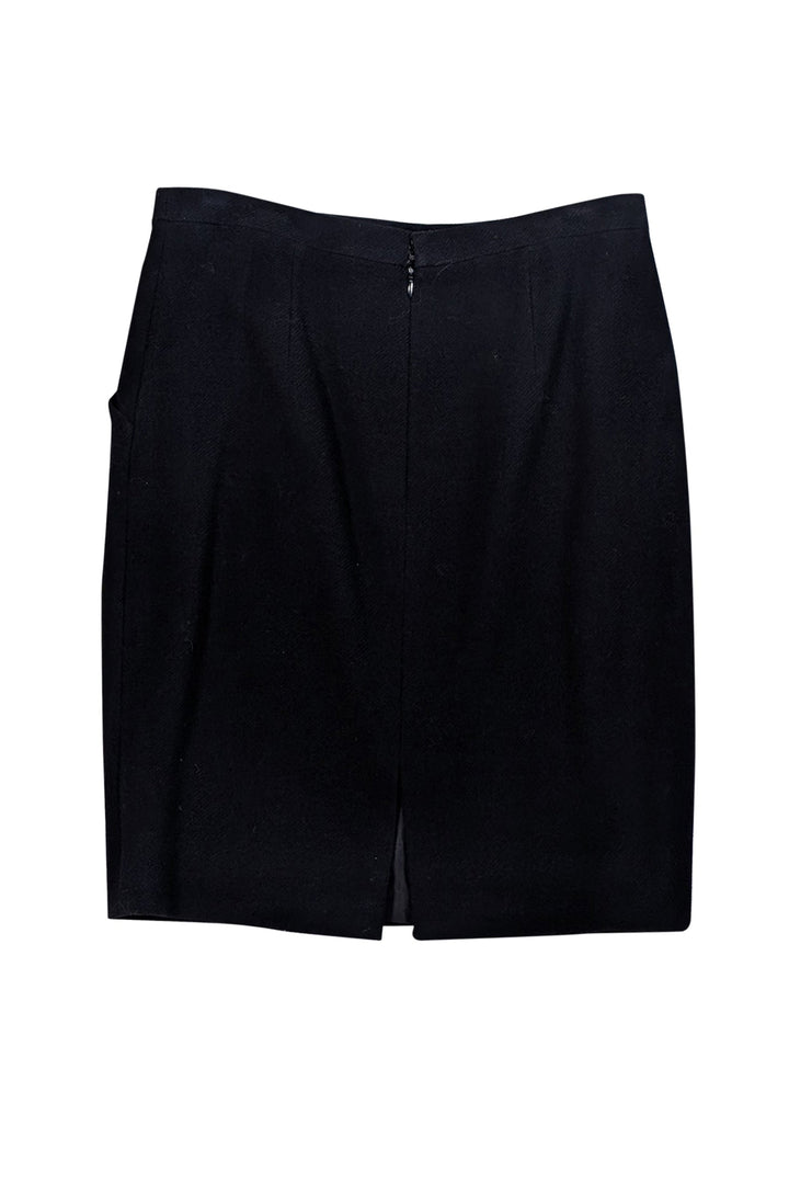 Top Quality Chanel - Black Wool Blend Pencil Skirt Sz 10