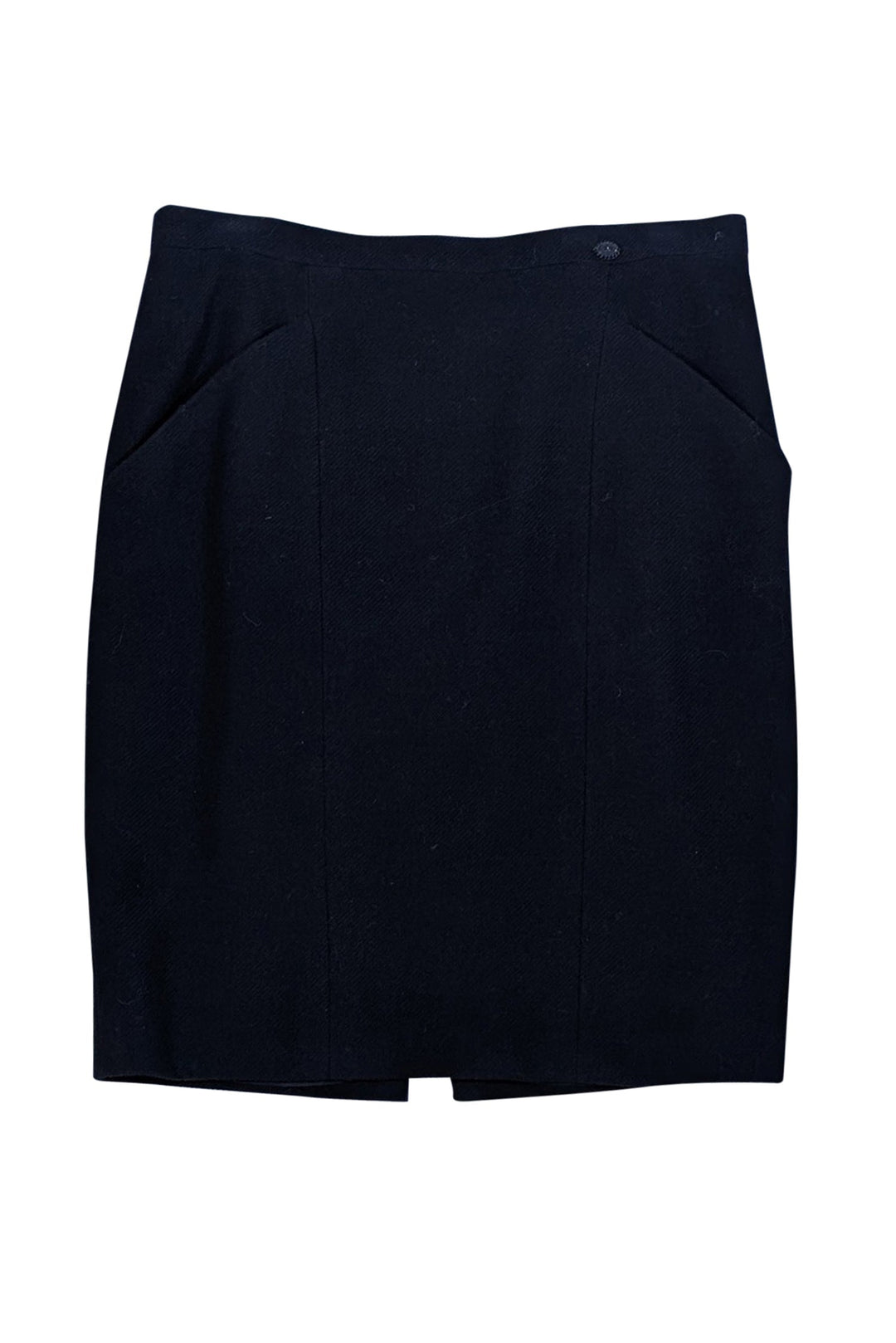 Top Quality Chanel - Black Wool Blend Pencil Skirt Sz 10