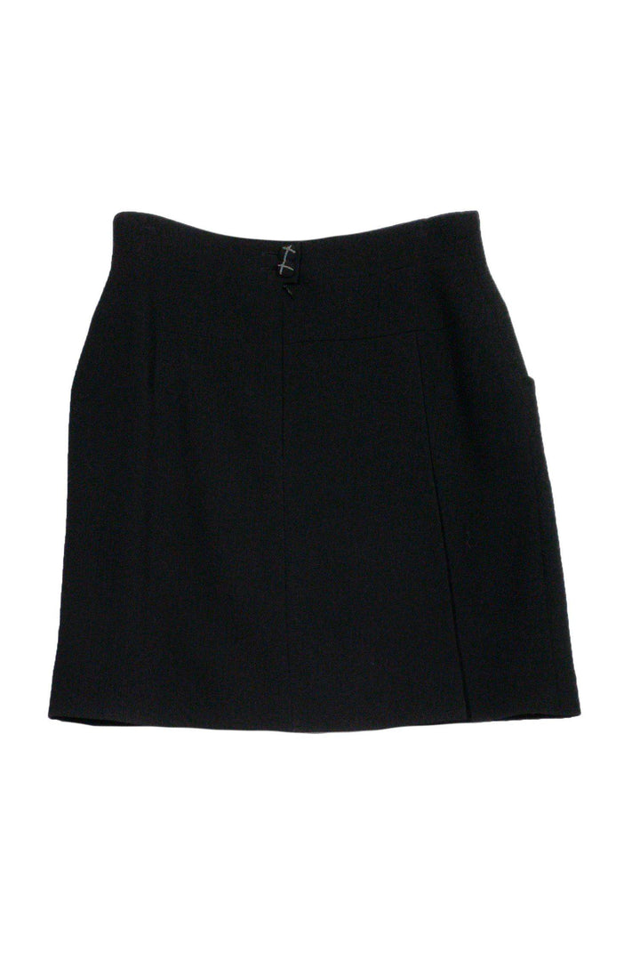 Top Quality Chanel - Black Wool Pencil Skirt Sz 12