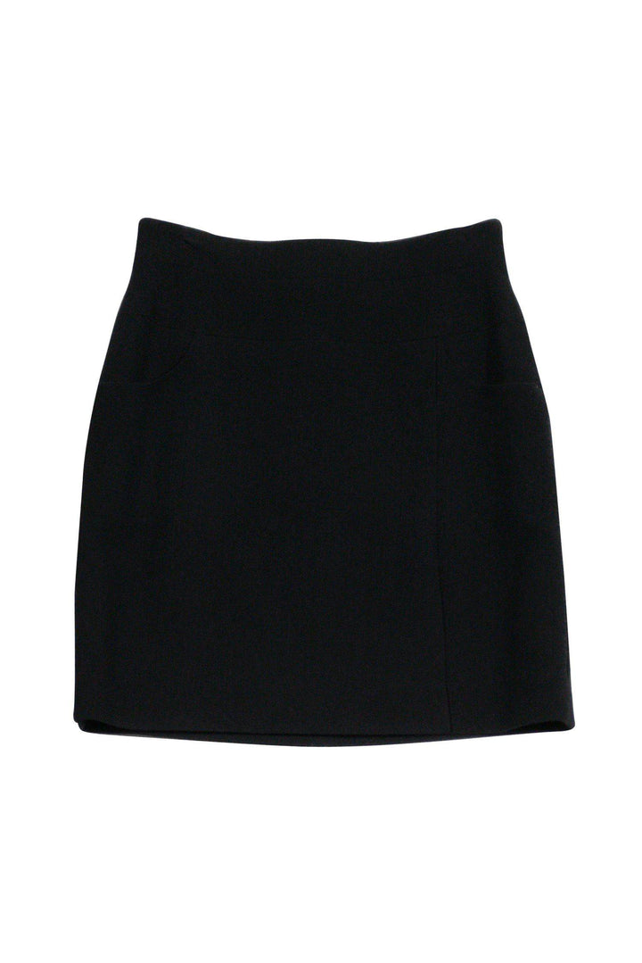 Top Quality Chanel - Black Wool Pencil Skirt Sz 12