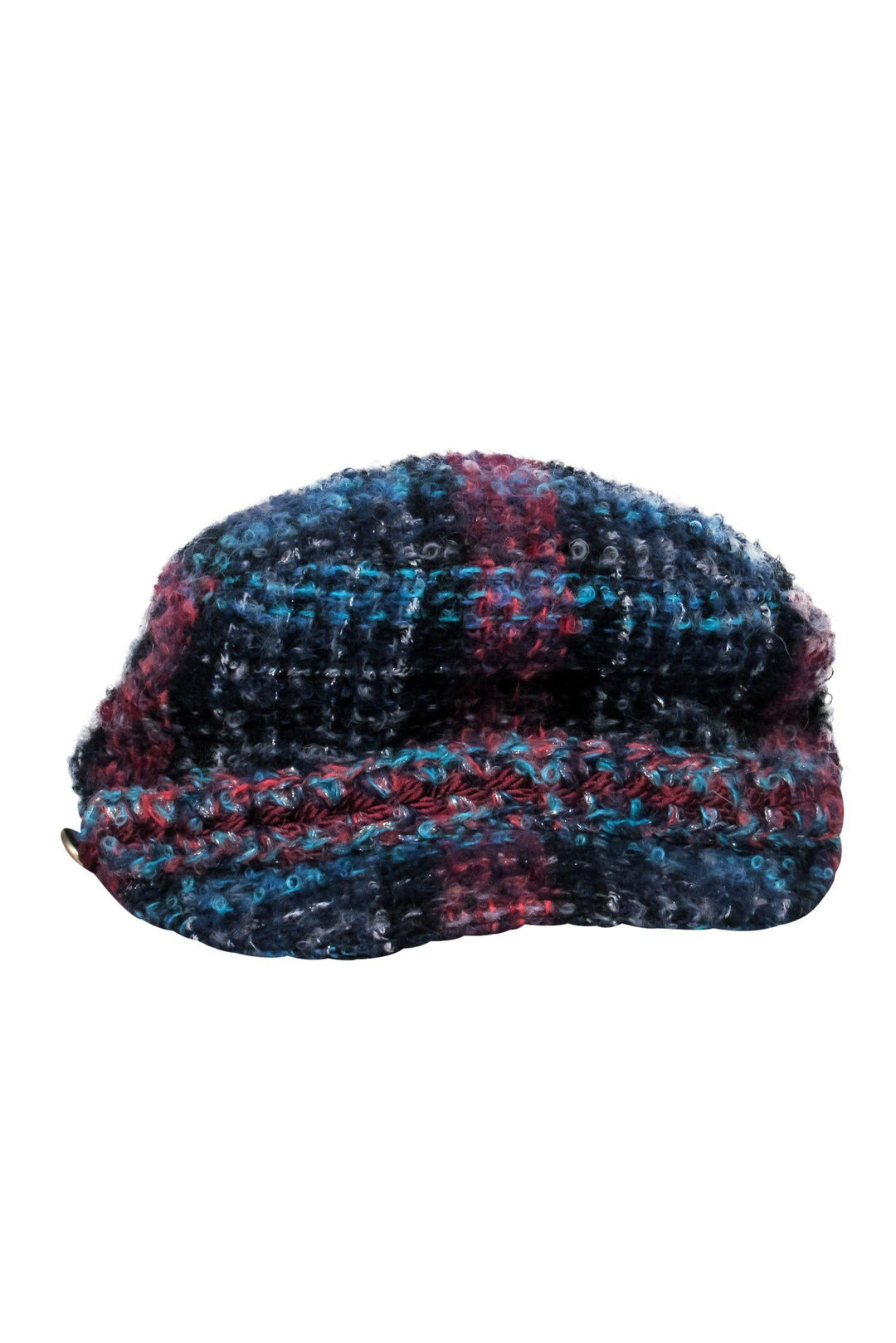 Top Quality Chanel - Blue, Navy & Red Tweed Newsboy Cap Sz S