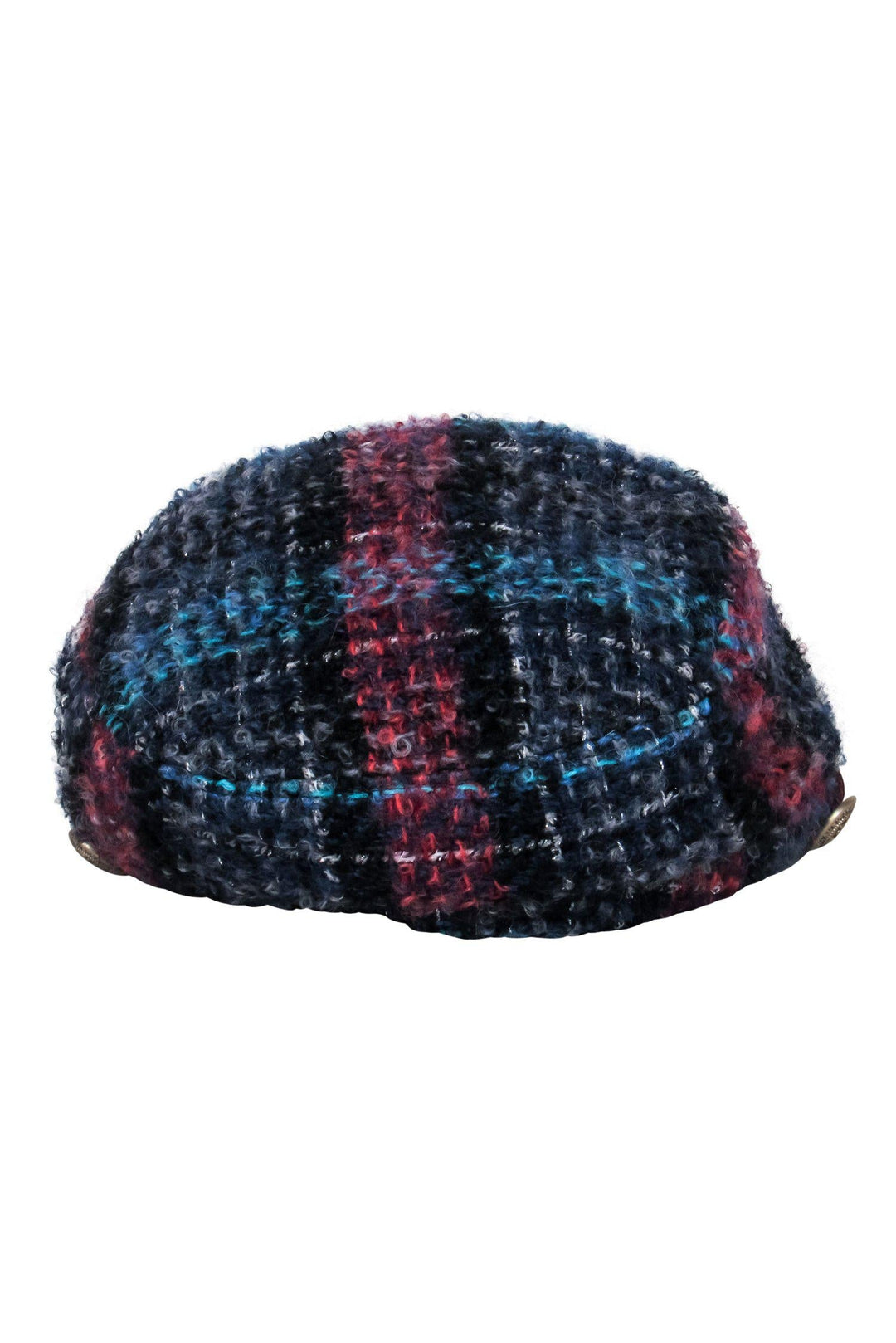 Top Quality Chanel - Blue, Navy & Red Tweed Newsboy Cap Sz S