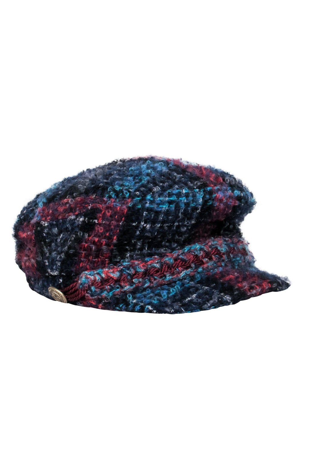 Top Quality Chanel - Blue, Navy & Red Tweed Newsboy Cap Sz S